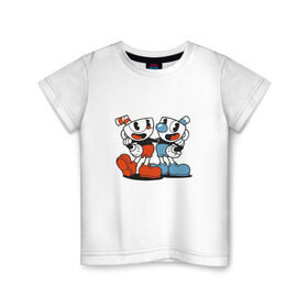 Детская футболка хлопок с принтом Cuphead в Санкт-Петербурге, 100% хлопок | круглый вырез горловины, полуприлегающий силуэт, длина до линии бедер | cuphead