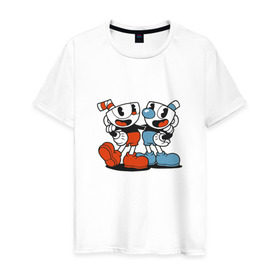 Мужская футболка хлопок с принтом Cuphead в Санкт-Петербурге, 100% хлопок | прямой крой, круглый вырез горловины, длина до линии бедер, слегка спущенное плечо. | cuphead