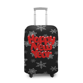Чехол для чемодана 3D с принтом Счастливого нового года! в Санкт-Петербурге, 86% полиэфир, 14% спандекс | двустороннее нанесение принта, прорези для ручек и колес | new year | santa | год собаки | дед мороз | елка | елочки | новогодний | новый год | подарки | рождество | сантаклаус | снег | снежинки | собака