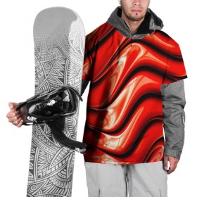 Накидка на куртку 3D с принтом Жидкие металл (красный) в Санкт-Петербурге, 100% полиэстер |  | абстракция | блеск | блики | краска | линии | металл | отражение | узоры