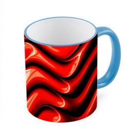 Кружка с принтом Жидкие металл (красный) в Санкт-Петербурге, керамика | ёмкость 330 мл | абстракция | блеск | блики | краска | линии | металл | отражение | узоры