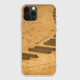 Чехол для iPhone 12 Pro с принтом Клавиши пианино в Санкт-Петербурге, силикон | область печати: задняя сторона чехла, без боковых панелей | для | до | клавиши | ля | мелодия | ми | музыка | музыканта | ноты | оркестр | пианино | подарок | ре | рояль | си | соль | стан | фа