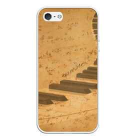 Чехол для iPhone 5/5S матовый с принтом Клавиши пианино в Санкт-Петербурге, Силикон | Область печати: задняя сторона чехла, без боковых панелей | для | до | клавиши | ля | мелодия | ми | музыка | музыканта | ноты | оркестр | пианино | подарок | ре | рояль | си | соль | стан | фа