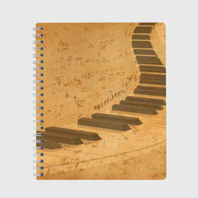 Тетрадь с принтом Клавиши пианино в Санкт-Петербурге, 100% бумага | 48 листов, плотность листов — 60 г/м2, плотность картонной обложки — 250 г/м2. Листы скреплены сбоку удобной пружинной спиралью. Уголки страниц и обложки скругленные. Цвет линий — светло-серый
 | для | до | клавиши | ля | мелодия | ми | музыка | музыканта | ноты | оркестр | пианино | подарок | ре | рояль | си | соль | стан | фа