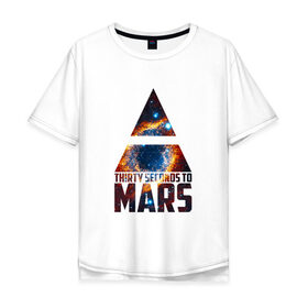 Мужская футболка хлопок Oversize с принтом Thirty Seconds to Mars космос в Санкт-Петербурге, 100% хлопок | свободный крой, круглый ворот, “спинка” длиннее передней части | Тематика изображения на принте: 