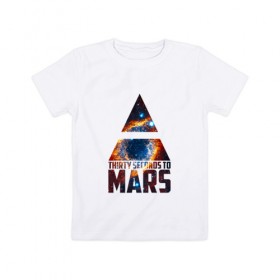 Детская футболка хлопок с принтом Thirty Seconds to Mars космос в Санкт-Петербурге, 100% хлопок | круглый вырез горловины, полуприлегающий силуэт, длина до линии бедер | Тематика изображения на принте: 