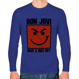 Мужской лонгслив хлопок с принтом Bon Jovi, have a nice day в Санкт-Петербурге, 100% хлопок |  | bon jovi | бон | бон джови | глэм | группа | джови | джон | метал | рок | хард