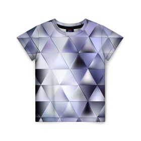 Детская футболка 3D с принтом Metallic triangles в Санкт-Петербурге, 100% гипоаллергенный полиэфир | прямой крой, круглый вырез горловины, длина до линии бедер, чуть спущенное плечо, ткань немного тянется | текстура | треугольник