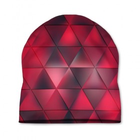Шапка 3D с принтом Dark Red в Санкт-Петербурге, 100% полиэстер | универсальный размер, печать по всей поверхности изделия | red | геометрия | красный | треугольник