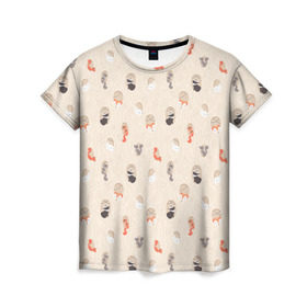 Женская футболка 3D с принтом Дупло в Санкт-Петербурге, 100% полиэфир ( синтетическое хлопкоподобное полотно) | прямой крой, круглый вырез горловины, длина до линии бедер | бобер | бобр | волк | делка | делочка | енот | зайка | заяц | лиса | скунс