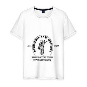 Мужская футболка хлопок с принтом НЮИ (ф) ТГУ в Санкт-Петербурге, 100% хлопок | прямой крой, круглый вырез горловины, длина до линии бедер, слегка спущенное плечо. | вуз | новосибирск | нюифтгу | университет