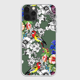 Чехол для iPhone 12 Pro с принтом Райский остров в Санкт-Петербурге, силикон | область печати: задняя сторона чехла, без боковых панелей | арт | краска | попугаи | попугай | прикольные | рай | тропики | цветные | цветок | цветы