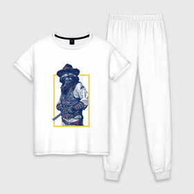 Женская пижама хлопок с принтом Billy Bob Wild Coon в Санкт-Петербурге, 100% хлопок | брюки и футболка прямого кроя, без карманов, на брюках мягкая резинка на поясе и по низу штанин | 