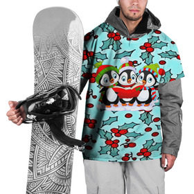 Накидка на куртку 3D с принтом Пингвинчики в Санкт-Петербурге, 100% полиэстер |  | new year | santa | дед мороз | елка | елочки | новогодний | новый год | рождество | сантаклаус | снег | снежинки