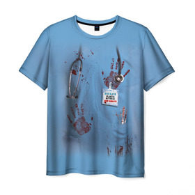 Мужская футболка 3D с принтом Костюм врача кровь в Санкт-Петербурге, 100% полиэфир | прямой крой, круглый вырез горловины, длина до линии бедер | Тематика изображения на принте: больница | врач | доктор | клиника | кровь