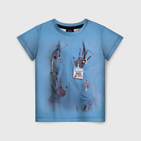 Детская футболка 3D с принтом Костюм врача кровь в Санкт-Петербурге, 100% гипоаллергенный полиэфир | прямой крой, круглый вырез горловины, длина до линии бедер, чуть спущенное плечо, ткань немного тянется | Тематика изображения на принте: больница | врач | доктор | клиника | кровь