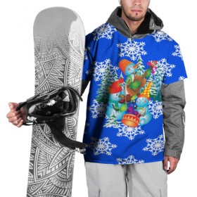 Накидка на куртку 3D с принтом Снеговики в Санкт-Петербурге, 100% полиэстер |  | christmas | new year | santa | дед мороз | елка | елочки | новогодний | новый год | рождество | сантаклаус | снег | снежинки
