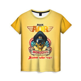 Женская футболка 3D с принтом Bon Jovi, slippery when wet в Санкт-Петербурге, 100% полиэфир ( синтетическое хлопкоподобное полотно) | прямой крой, круглый вырез горловины, длина до линии бедер | bon jovi | бон джови | глэм | группа | метал | поп | попрок | рок | софт | хард | хеви | хевиметал
