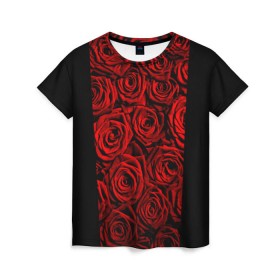 Женская футболка 3D с принтом Унисекс / Красные розы в Санкт-Петербурге, 100% полиэфир ( синтетическое хлопкоподобное полотно) | прямой крой, круглый вырез горловины, длина до линии бедер | букет | красный | лепестки | модные | полосы | природа | растения | розочки | розы | сад | тренды | цвет | цветы | черный