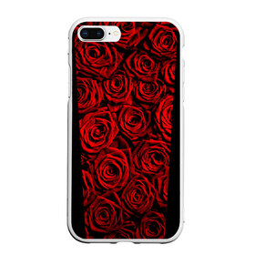 Чехол для iPhone 7Plus/8 Plus матовый с принтом RED ROSES КРАСНЫЕ РОЗЫ в Санкт-Петербурге, Силикон | Область печати: задняя сторона чехла, без боковых панелей | букет | красный | лепестки | модные | полосы | природа | растения | розочки | розы | сад | тренды | цвет | цветы | черный
