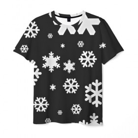 Мужская футболка 3D с принтом Снежинки в Санкт-Петербурге, 100% полиэфир | прямой крой, круглый вырез горловины, длина до линии бедер | christmas | new year | santa | дед мороз | елка | елочки | новогодний | новый год | рождество | сантаклаус | снег | снежинки