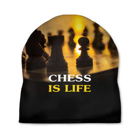 Шапка 3D с принтом Шахматы - это жизнь в Санкт-Петербурге, 100% полиэстер | универсальный размер, печать по всей поверхности изделия | Тематика изображения на принте: chess | game | sport | гроссмейстер | закат | игра | интеллект | солнце | спорт | фигура | шахматист | шахматы