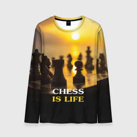 Мужской лонгслив 3D с принтом Шахматы - это жизнь в Санкт-Петербурге, 100% полиэстер | длинные рукава, круглый вырез горловины, полуприлегающий силуэт | chess | game | sport | гроссмейстер | закат | игра | интеллект | солнце | спорт | фигура | шахматист | шахматы