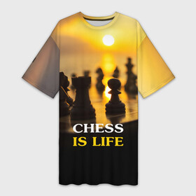 Платье-футболка 3D с принтом Шахматы   это жизнь в Санкт-Петербурге,  |  | chess | game | sport | гроссмейстер | закат | игра | интеллект | солнце | спорт | фигура | шахматист | шахматы