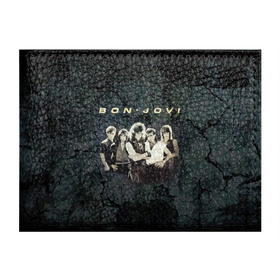 Обложка для студенческого билета с принтом Группа Bon Jovi в Санкт-Петербурге, натуральная кожа | Размер: 11*8 см; Печать на всей внешней стороне | Тематика изображения на принте: bon jovi | бон | бон джови | глэм | группа | джови | джон | рок | хард