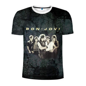 Мужская футболка 3D спортивная с принтом Группа Bon Jovi в Санкт-Петербурге, 100% полиэстер с улучшенными характеристиками | приталенный силуэт, круглая горловина, широкие плечи, сужается к линии бедра | bon jovi | бон | бон джови | глэм | группа | джови | джон | рок | хард