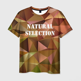 Мужская футболка 3D с принтом Natural Selection в Санкт-Петербурге, 100% полиэфир | прямой крой, круглый вырез горловины, длина до линии бедер | low poly | natural | poly | polygon | естественный отбор | натурал