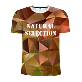Мужская футболка 3D спортивная с принтом Natural Selection в Санкт-Петербурге, 100% полиэстер с улучшенными характеристиками | приталенный силуэт, круглая горловина, широкие плечи, сужается к линии бедра | low poly | natural | poly | polygon | естественный отбор | натурал