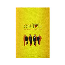 Обложка для паспорта матовая кожа с принтом Группа Bon Jovi в Санкт-Петербурге, натуральная матовая кожа | размер 19,3 х 13,7 см; прозрачные пластиковые крепления | Тематика изображения на принте: bon jovi | бон | бон джови | глэм | группа | джови | джон | рок | хард