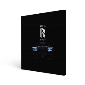 Холст квадратный с принтом Rolls Royce phantom в Санкт-Петербурге, 100% ПВХ |  | luxury | phantom | rich | rolls royce | rr | авто | автомобили | бренд | известные | логотип | машина | надписи | огни | ролс ройс | роскошь | тень | фары | черный