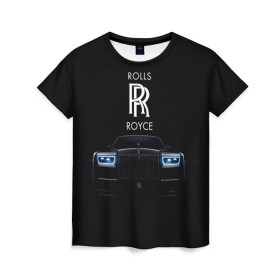 Женская футболка 3D с принтом Rolls Royce phantom в Санкт-Петербурге, 100% полиэфир ( синтетическое хлопкоподобное полотно) | прямой крой, круглый вырез горловины, длина до линии бедер | luxury | phantom | rich | rolls royce | rr | авто | автомобили | бренд | известные | логотип | машина | надписи | огни | ролс ройс | роскошь | тень | фары | черный