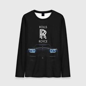 Мужской лонгслив 3D с принтом Rolls Royce phantom в Санкт-Петербурге, 100% полиэстер | длинные рукава, круглый вырез горловины, полуприлегающий силуэт | luxury | phantom | rich | rolls royce | rr | авто | автомобили | бренд | известные | логотип | машина | надписи | огни | ролс ройс | роскошь | тень | фары | черный