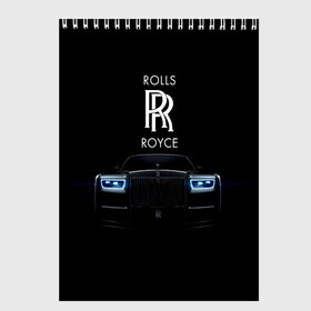 Скетчбук с принтом Rolls Royce phantom в Санкт-Петербурге, 100% бумага
 | 48 листов, плотность листов — 100 г/м2, плотность картонной обложки — 250 г/м2. Листы скреплены сверху удобной пружинной спиралью | Тематика изображения на принте: luxury | phantom | rich | rolls royce | rr | авто | автомобили | бренд | известные | логотип | машина | надписи | огни | ролс ройс | роскошь | тень | фары | черный