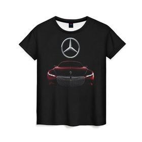 Женская футболка 3D с принтом Мерседес Будущего в Санкт-Петербурге, 100% полиэфир ( синтетическое хлопкоподобное полотно) | прямой крой, круглый вырез горловины, длина до линии бедер | mercedes | марка | машины | мерседес