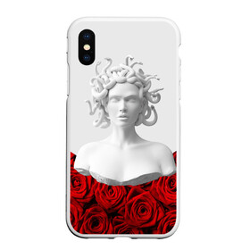 Чехол для iPhone XS Max матовый с принтом GIRL SNAKE ROSES РОЗЫ в Санкт-Петербурге, Силикон | Область печати: задняя сторона чехла, без боковых панелей | букет | веты | красный | лепестки | модные | полосы | природа | растения | розочки | розы | сад | тренды | цвет | черный