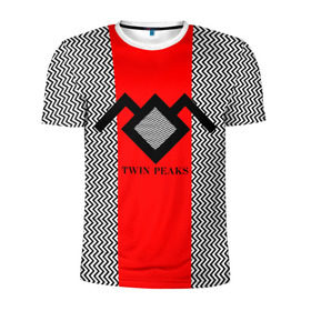 Мужская футболка 3D спортивная с принтом Twin Peaks в Санкт-Петербурге, 100% полиэстер с улучшенными характеристиками | приталенный силуэт, круглая горловина, широкие плечи, сужается к линии бедра | twin peaks | абстракция | арт | зигзаговые | лого | надпись | полосы | сериал | твин пикс | фильмы