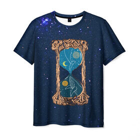 Мужская футболка 3D с принтом Звёздные часы в Санкт-Петербурге, 100% полиэфир | прямой крой, круглый вырез горловины, длина до линии бедер | звезды | кит | космос | плеяды | пространство | созвездие | часы