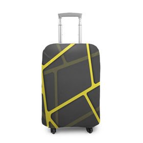 Чехол для чемодана 3D с принтом Желтая сетка в Санкт-Петербурге, 86% полиэфир, 14% спандекс | двустороннее нанесение принта, прорези для ручек и колес | yellow | абстракция | желтый | линия.line | сетка