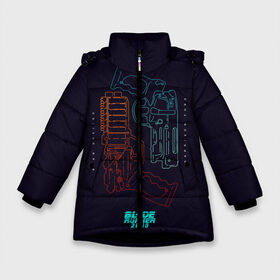 Зимняя куртка для девочек 3D с принтом Blade Runner 2049 в Санкт-Петербурге, ткань верха — 100% полиэстер; подклад — 100% полиэстер, утеплитель — 100% полиэстер. | длина ниже бедра, удлиненная спинка, воротник стойка и отстегивающийся капюшон. Есть боковые карманы с листочкой на кнопках, утяжки по низу изделия и внутренний карман на молнии. 

Предусмотрены светоотражающий принт на спинке, радужный светоотражающий элемент на пуллере молнии и на резинке для утяжки. | 2049 | blade runner | bladerunner