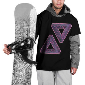 Накидка на куртку 3D с принтом Треугольники Пенроуза в Санкт-Петербурге, 100% полиэстер |  | Тематика изображения на принте: иллюзия | невероятный | невозможный | несуществующий | треугольник | трибар