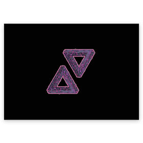 Поздравительная открытка с принтом Треугольники Пенроуза в Санкт-Петербурге, 100% бумага | плотность бумаги 280 г/м2, матовая, на обратной стороне линовка и место для марки
 | иллюзия | невероятный | невозможный | несуществующий | треугольник | трибар