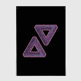 Постер с принтом Треугольники Пенроуза в Санкт-Петербурге, 100% бумага
 | бумага, плотность 150 мг. Матовая, но за счет высокого коэффициента гладкости имеет небольшой блеск и дает на свету блики, но в отличии от глянцевой бумаги не покрыта лаком | иллюзия | невероятный | невозможный | несуществующий | треугольник | трибар