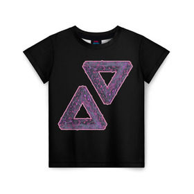 Детская футболка 3D с принтом Треугольники Пенроуза в Санкт-Петербурге, 100% гипоаллергенный полиэфир | прямой крой, круглый вырез горловины, длина до линии бедер, чуть спущенное плечо, ткань немного тянется | иллюзия | невероятный | невозможный | несуществующий | треугольник | трибар