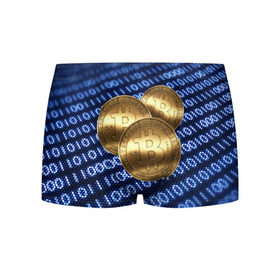 Мужские трусы 3D с принтом Bitcoin в Санкт-Петербурге, 50% хлопок, 50% полиэстер | классическая посадка, на поясе мягкая тканевая резинка | Тематика изображения на принте: bitcoin | блокчейн | криптовалюта