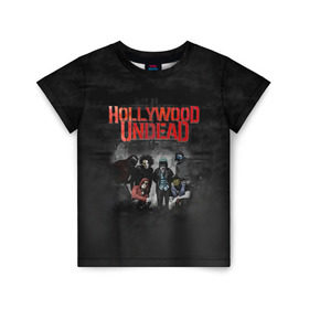 Детская футболка 3D с принтом Группа Hollywood Undead в Санкт-Петербурге, 100% гипоаллергенный полиэфир | прямой крой, круглый вырез горловины, длина до линии бедер, чуть спущенное плечо, ткань немного тянется | Тематика изображения на принте: 