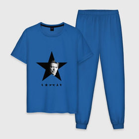 Мужская пижама хлопок с принтом Звезда Дэвида Боуи в Санкт-Петербурге, 100% хлопок | брюки и футболка прямого кроя, без карманов, на брюках мягкая резинка на поясе и по низу штанин
 | Тематика изображения на принте: bowie | david | альтернативный | арт | боуи | глэм | джаз | дэвид | музыка | музыкант | певец | поп | попрок | психоделический | рок | соул | хард | хардрок | экспериментальный | электронная | эмбиент